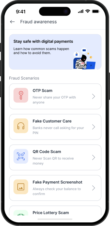 Fraud Awareness interface preview
