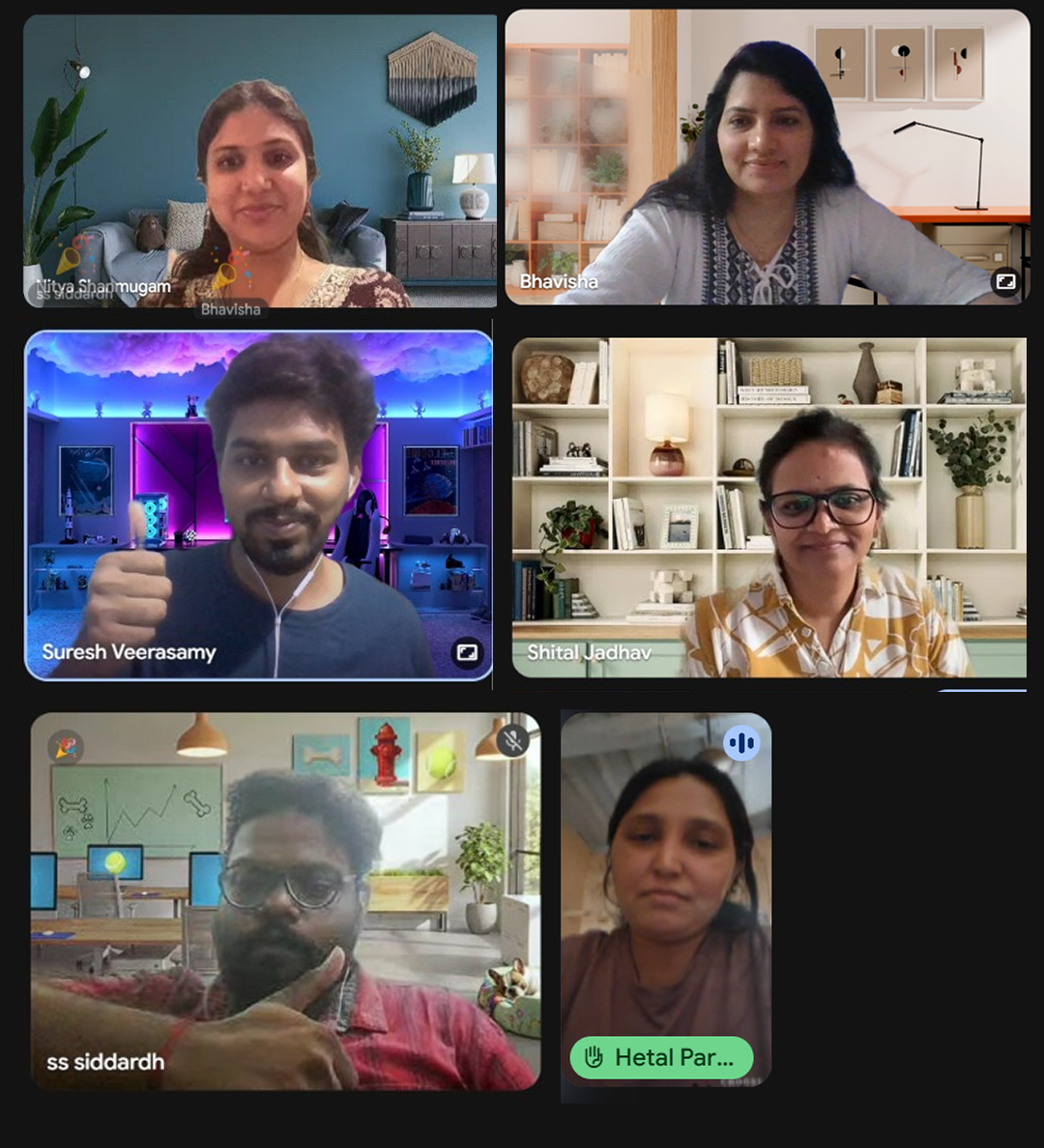 All six team members in a collaborative remote design session — Mars Monarchs