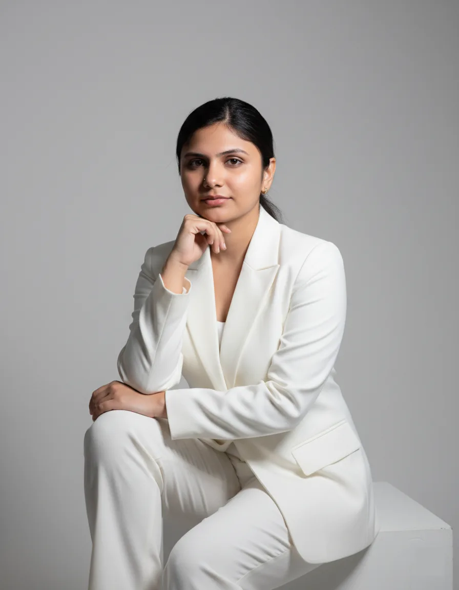 Nitya at her desk