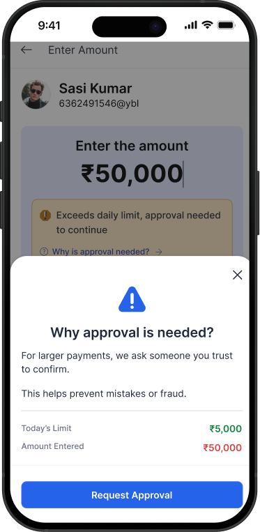 Caregiver approval sheet for large payment